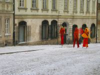 Sztuczny śnieg leżący (celuloza) na planie reklamy Parada Orange (zima 2011).